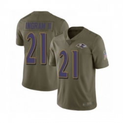 Mens Baltimore Ravens 21 Mark Ingram II Limited Olive 2017 Salute to Service Football Jersey