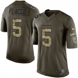 Mens Nike Baltimore Ravens 5 Joe Flacco Limited Green Salute to Service NFL Jersey