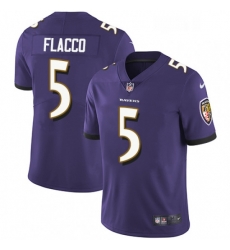 Mens Nike Baltimore Ravens 5 Joe Flacco Purple Team Color Vapor Untouchable Limited Player NFL Jersey