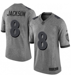 Mens Nike Baltimore Ravens 8 Lamar Jackson Limited Gray Gridiron NFL Jersey