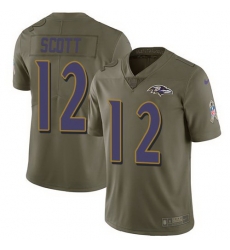 Nike Ravens 12 Jaleel Scott Olive Salute To Service Limited Jersey