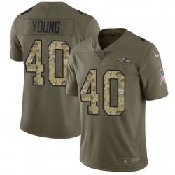 Nike Ravens #40 Kenny Young Olive Camo Mens Stitched NFL Limited 2017 Salute To Service Jersey