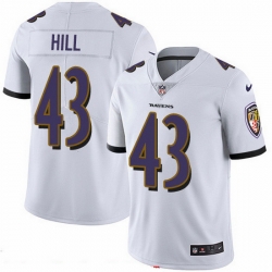 Nike Ravens 43 Justice Hill White Men Stitched NFL Vapor Untouchable Limited Jersey