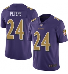 Ravens 24 Marcus Peters Purple Mens Stitched Football Limited Rush Jersey