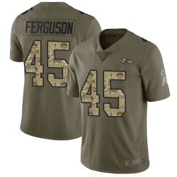 Ravens 45 Jaylon Ferguson Olive Camo Men Stitched Football Limited 2017 Salute To Service Jersey