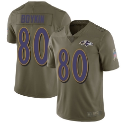 Ravens 80 Miles Boykin Olive Men Stitched Football Limited 2017 Salute To Service Jersey