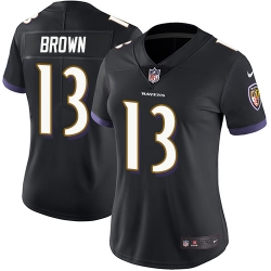 Nike Ravens #13 John Brown Black Alternate Womens Stitched NFL Vapor Untouchable Limited Jersey