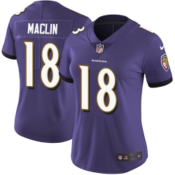 Nike Ravens #18 Jeremy Maclin Purple Team Color Womens Stitched NFL Vapor Untouchable Limited Jersey