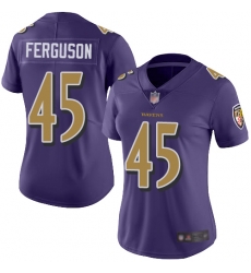 Ravens 45 Jaylon Ferguson Purple Women Stitched Football Limited Rush Jersey