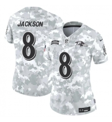 Women Baltimore Ravens 8 Lamar Jackson 2024 F U S E Arctic Camo Salute To Service Limited Stitched Football Jersey