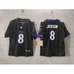 Women Baltimore Ravens  8 Lamar Jackson Black F U S E  Vapor Football Jersey