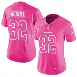 Womens Nike Baltimore Ravens 32 Eric Weddle Limited Pink Rush Fashion NFL Jersey