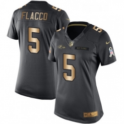 Womens Nike Baltimore Ravens 5 Joe Flacco Limited BlackGold Salute to Service NFL Jersey