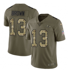 Nike Ravens #13 John Brown Olive Camo Youth Stitched NFL Limited 2017 Salute to Service Jersey