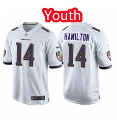 Youth Baltimore Ravens 14 Kyle Hamilton White Jersey