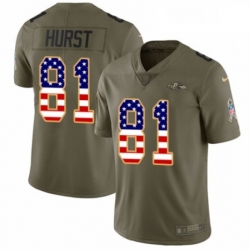 Youth Nike Baltimore Ravens 81 Hayden Hurst Limited Olive USA Flag Salute to Service NFL Jersey