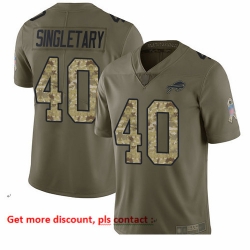 Bills 40 Devin Singletary Olive Camo Men Stitched Football Limited 2017 Salute To Service Jersey