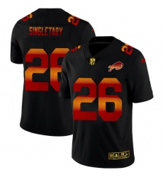 Buffalo Bills 26 Devin Singletary Men Black Nike Red Orange Stripe Vapor Limited NFL Jersey