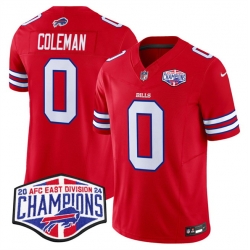 Men Buffalo Bills 0 Keon Coleman Red F U S E  2024 AFC East Division Champions Vapor Limited Stitched Football Jersey