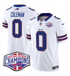 Men Buffalo Bills 0 Keon Coleman White F U S E  2024 AFC East Division Champions Vapor Limited Stitched Football Jersey