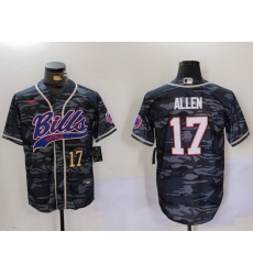 Men Buffalo Bills 17 Josh Allen Camo Team Cool Base Stitched Baseball Jersey 1