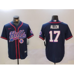 Men Buffalo Bills 17 Josh Allen Navy Team Cool Base Stitched Baseball Jersey 5