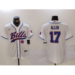 Men Buffalo Bills 17 Josh Allen White Cool Base Stitched Baseball Jersey