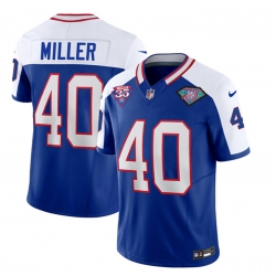 Men Buffalo Bills 40 Von Miller Blue White 35th And 75th Patch 2023 F U S E  Throwback Vapor Untouchable Limited Stitched Jersey