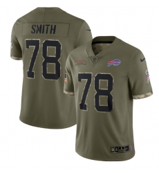 Men Buffalo Bills 78 Bruce Smith Olive 2022 Salute To Service Limited Stitched Jersey