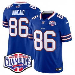 Men Buffalo Bills 86 Dalton Kincaid Royal F U S E  2024 AFC East Division Champions Vapor Limited Stitched Football Jersey