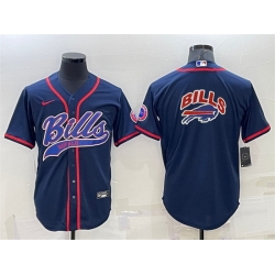 Men Buffalo Bills Navy Team Big Logo With Patch Cool Base Stitched Baseb