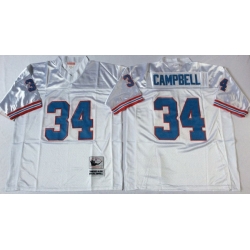 Men Oilers 34 Earl Campbell White M&N Throwback Jersey