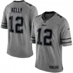 Mens Nike Buffalo Bills 12 Jim Kelly Limited Gray Gridiron NFL Jersey