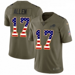 Mens Nike Buffalo Bills 17 Josh Allen Limited Olive USA Flag 2017 Salute to Service NFL Jersey