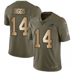 Nike Bills 14 Stefon Diggs Olive Gold Men Stitched NFL Limited 2017 Salute To Service Jersey