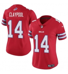 Women Buffalo Bills 14 Chase Claypool Red Vapor Stitched Football Jersey