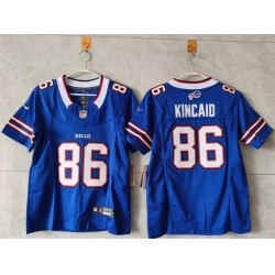 Women Buffalo Bills 86 Dalton Kincaid Royal 2023 F U S E  Vapor Untouchable Limited Stitched Football Jersey 