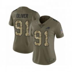 Womens Buffalo Bills 91 Ed Oliver Limited Olive Camo 2017 Salute to Service Football Jersey