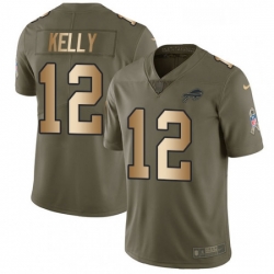 Youth Nike Buffalo Bills 12 Jim Kelly Limited OliveCamo 2017 Salute to Service NFL Jersey