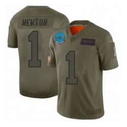 Men Carolina Panthers 1 Cam Newton Limited Camo 2019 Salute to Service Football Jersey