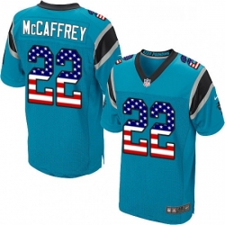 Mens Nike Carolina Panthers 22 Christian McCaffrey Elite Blue Alternate USA Flag Fashion NFL Jersey