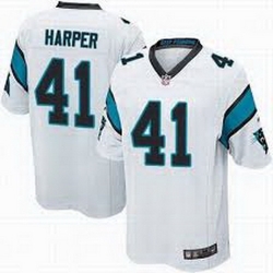 Nike Panthers #41 Roman Harper White Mens Stitched NFL Elite Jersey