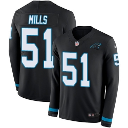 Nike Panthers #51 Sam Mills Black Team Color Men Stitched NFL Limited Therma Long Sleeve Jersey