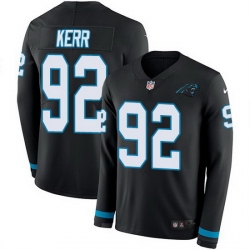 Nike Panthers 92 Zach Kerr Black Team Color Men Stitched NFL Limited Therma Long Sleeve Jersey