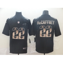 Panthers 22 Christian McCaffrey Black Statue Of Liberty Limited Jersey