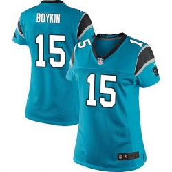 Nike Panthers #15 Jarrett Boykin Blue Team Color Women Stitched NFL Jersey