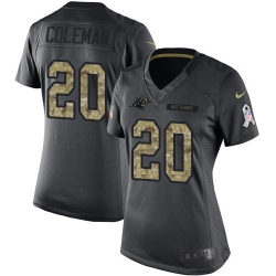 Nike Panthers #20 Kurt Coleman Black Womens Stitched NFL Limited 2016 Salute to Service Jersey