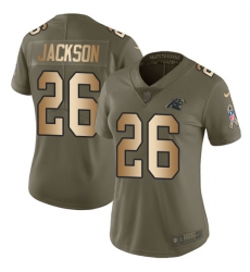 Nike Panthers #26 Donte Jackson Olive Gold Womens Stitched NFL Limited 2017 Salute to Service Jersey