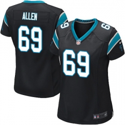 Nike Panthers #69 Jared Allen Black Team Color Women Stitched NFL Jersey