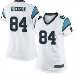 Nike Panthers #84  ED Dickson White Team Color Women Stitched NFL Jersey